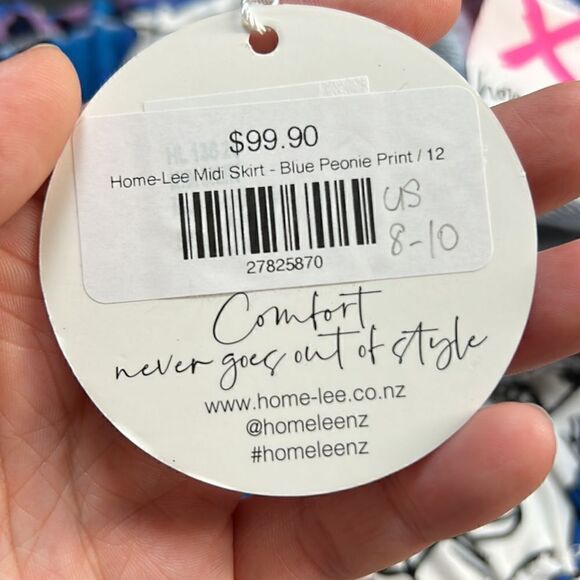 𝅺home-lee Midi Blue Peony Print Skirt 8-10 Medium NWT - Picture 4 of 7